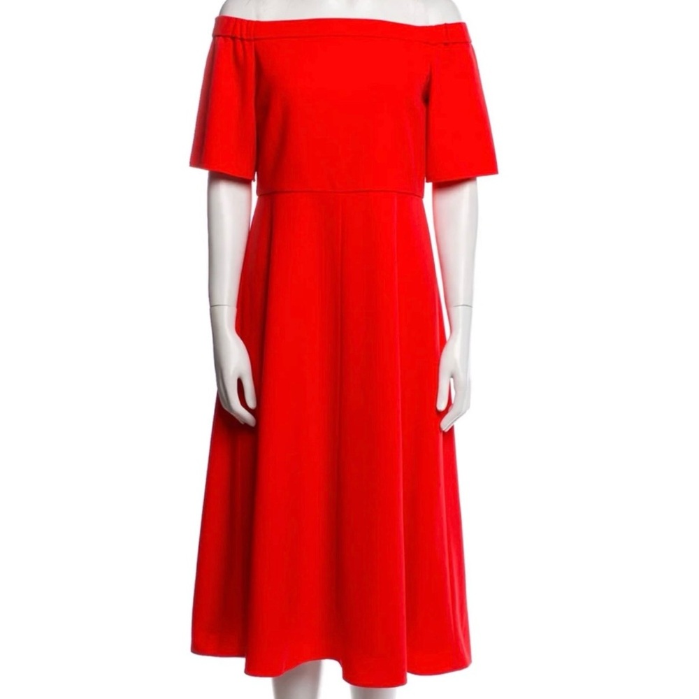 Tibi Scarlet Off-Shoulder Midi Dress